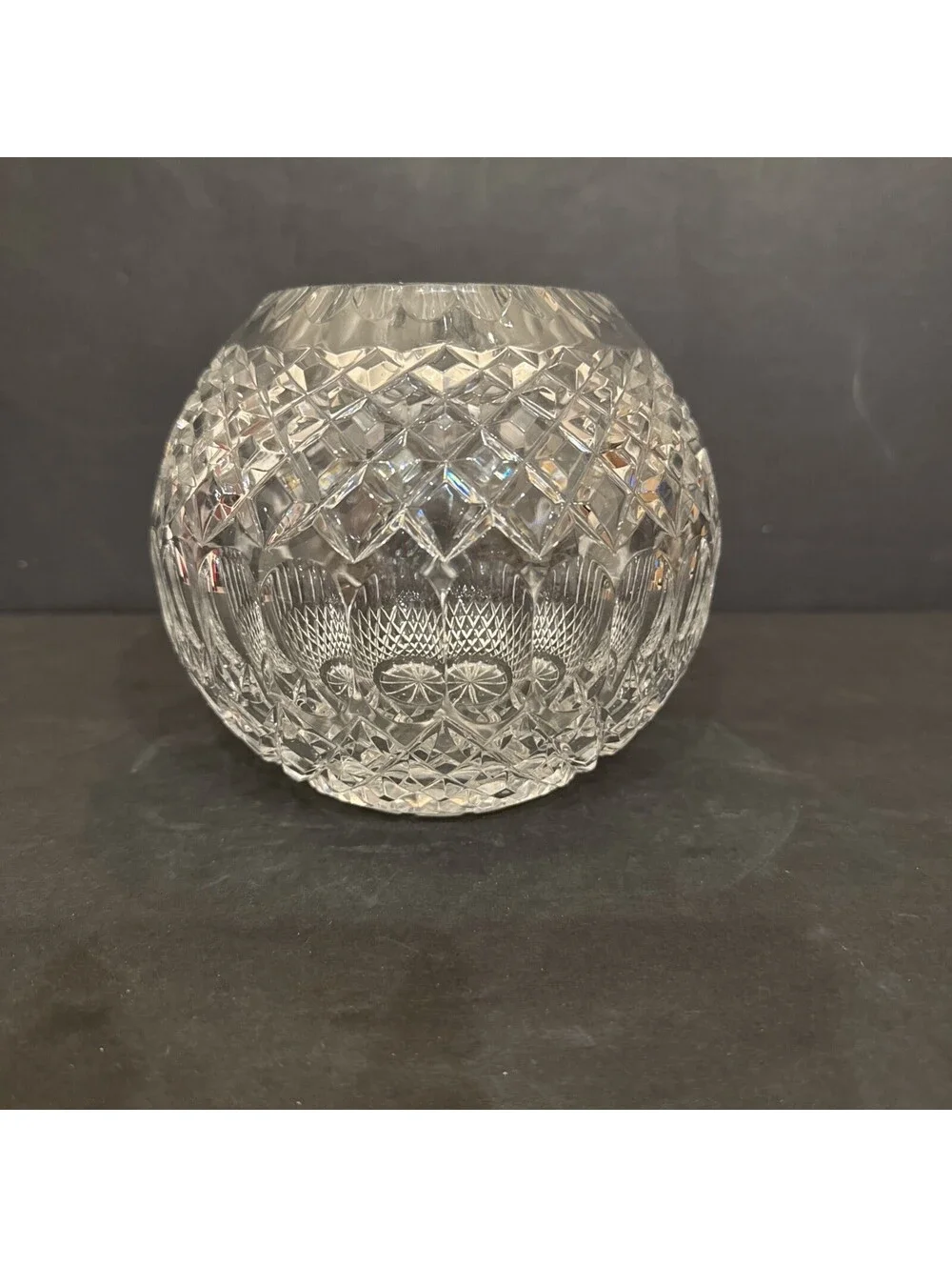 Gorgeous Detailed Clear Cut Crystal Rose Bowl Vase 6
